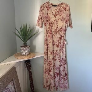 New mesh floral wrap dress